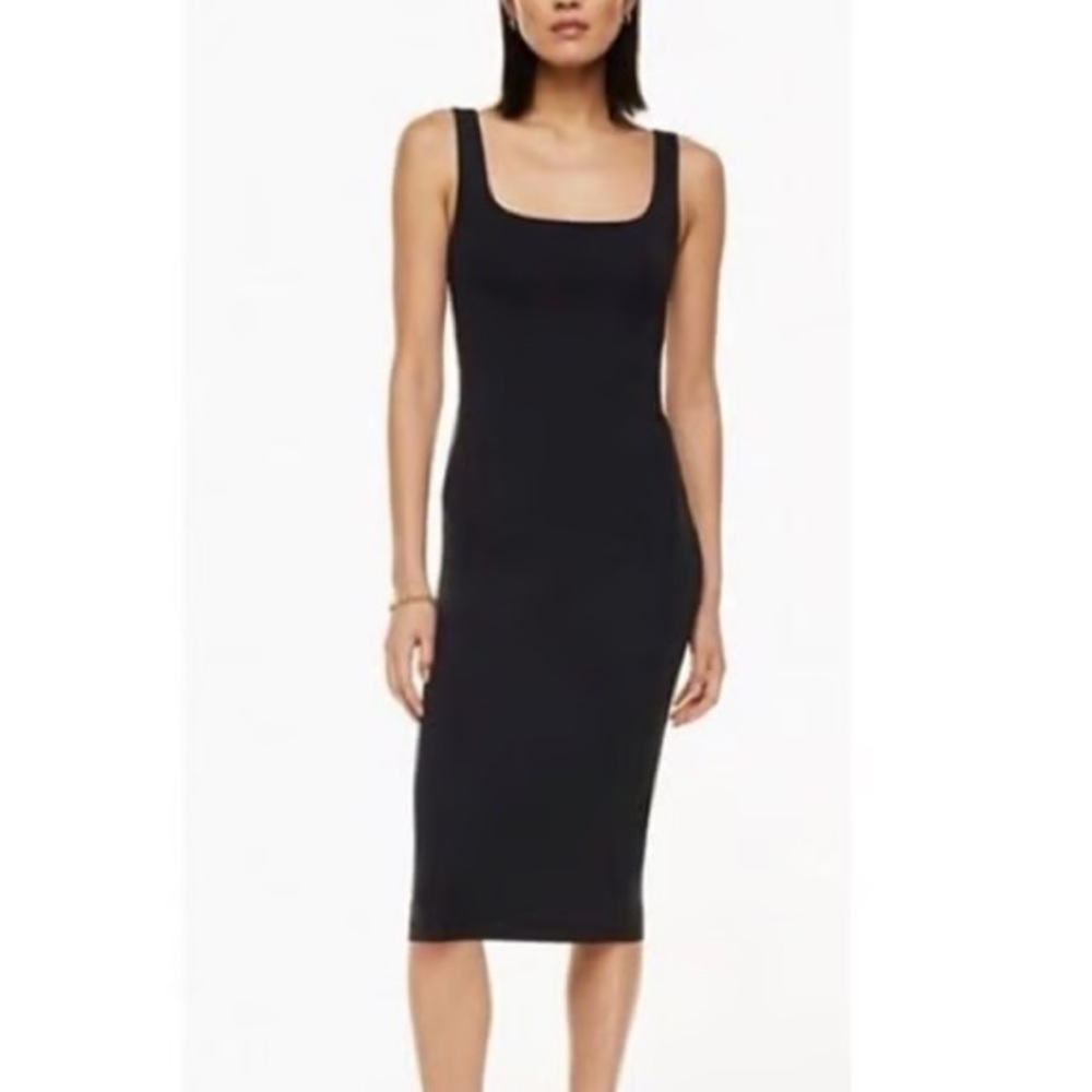 Wilfred Black Square-Neck Midi Bodycon Dress